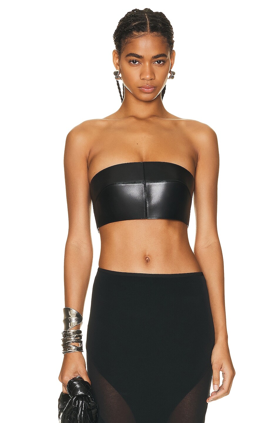 

Топ Roberto Cavalli Leather Bralette, цвет Nero 191101