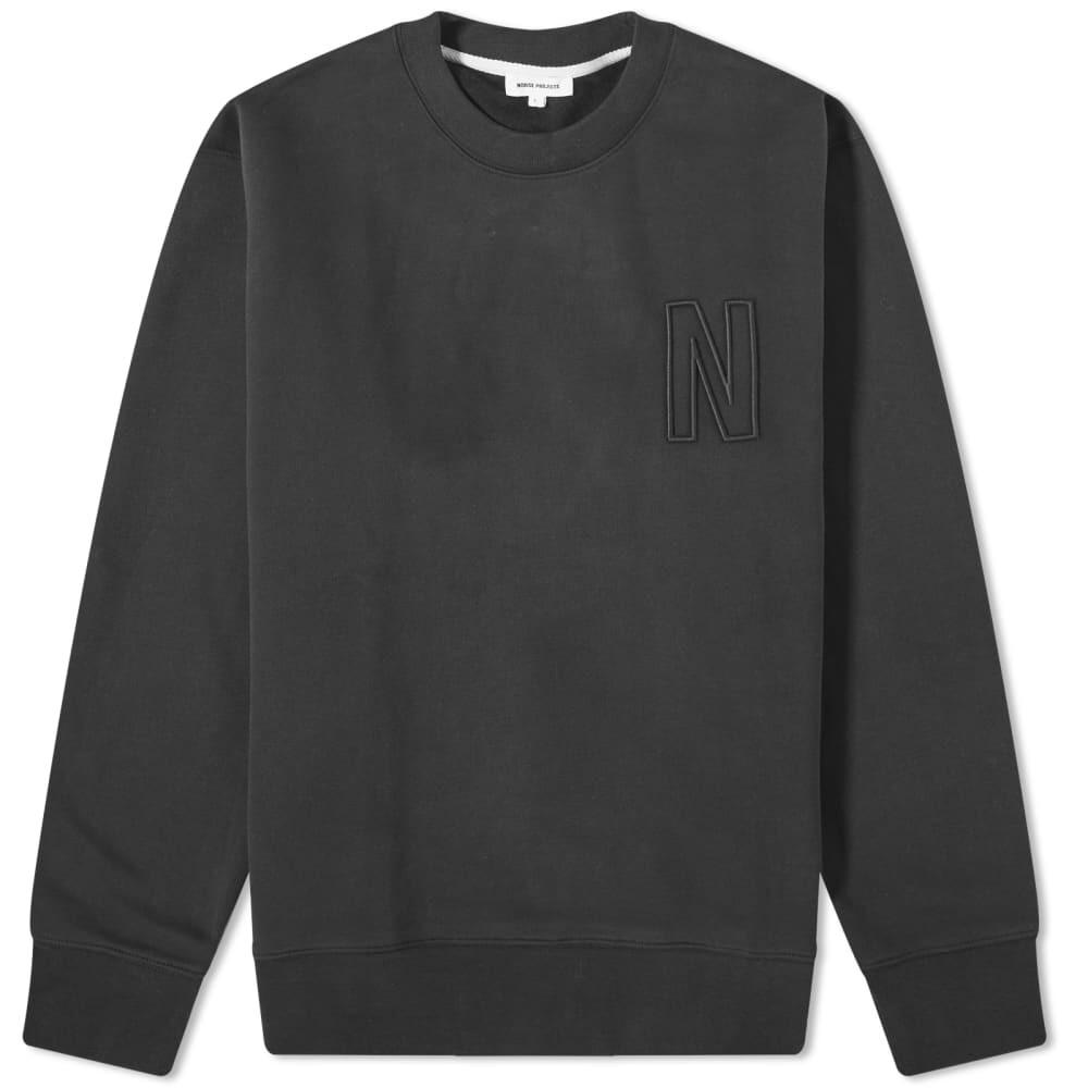 

Свободный спортивный свитшот с логотипом Norse Projects Arne и буквой N, черный