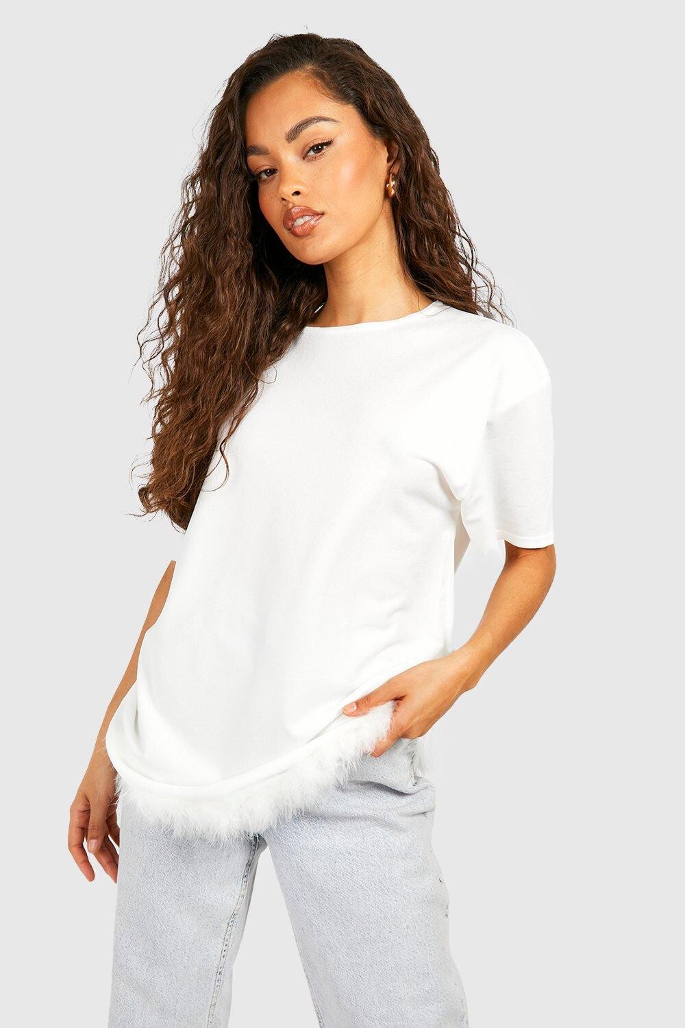 

Футболка оверсайз с женским поливом Boohoo, белый