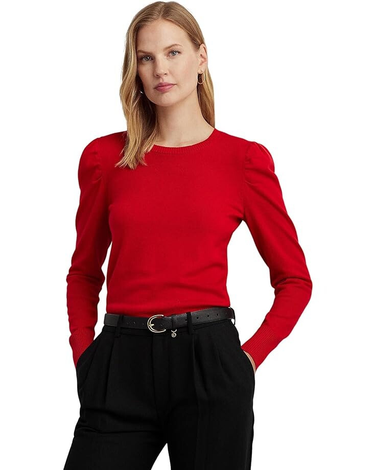 

Свитер LAUREN Ralph Lauren Cotton-Blend Puff-Sleeve, цвет Martin Red