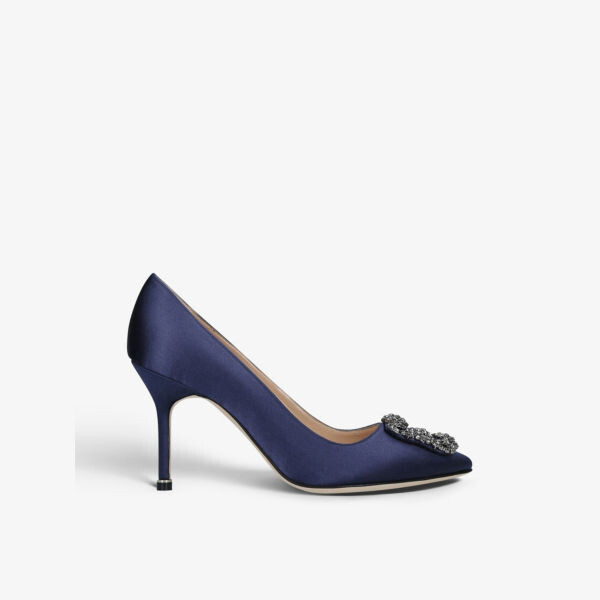 

Атласные корты Hangisi 90, украшенные кристаллами Manolo Blahnik, темно-синий