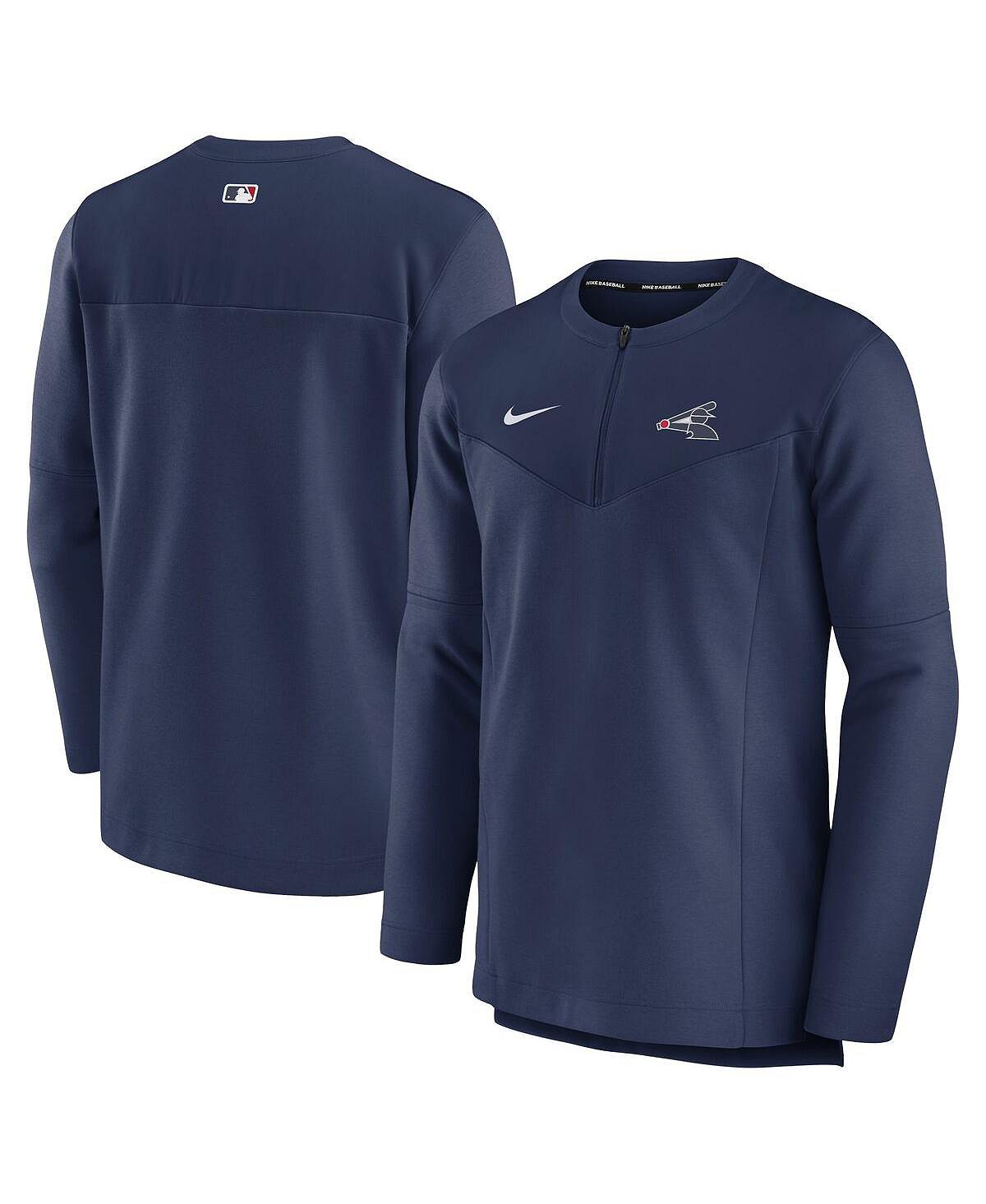 Мужская футболка с молнией до половины длины темно-синего цвета Chicago White Sox Authentic Collection Game Time Performance Nike цена и фото