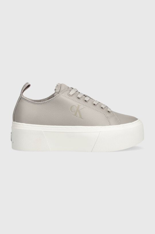 

Кожаные кроссовки CUPSOLE FLATFORM LOW WL LTH WN Calvin Klein Jeans, серый