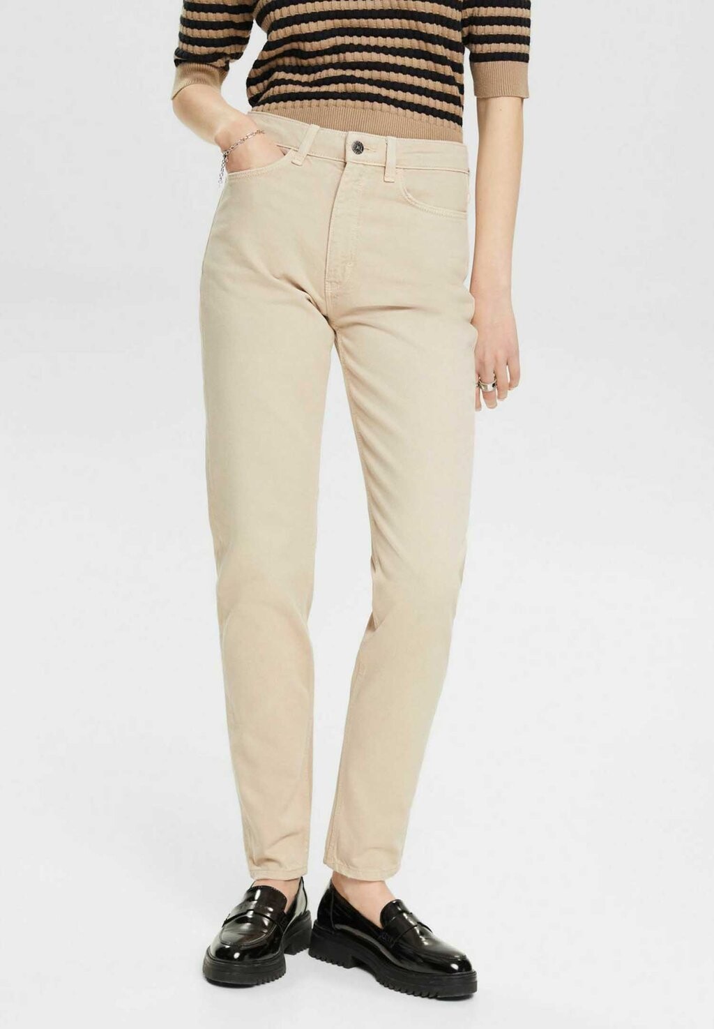 

Брюки Esprit Mom Fit, песочный, Бежевый;серый