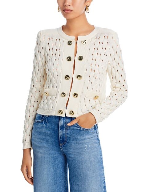 

Шерстяной текстурированный кардиган MILLY, цвет Ivory/Cream