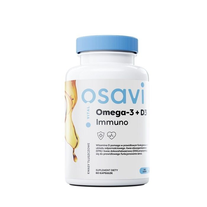 

Osavi Omega-3 + D3 Immuno Smak Cytrynowy Омега-3 жирные кислоты с витамином D3, 60 шт.