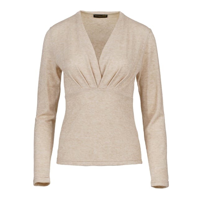 

Skin mélange maillé col en v Conquista, бежевый
