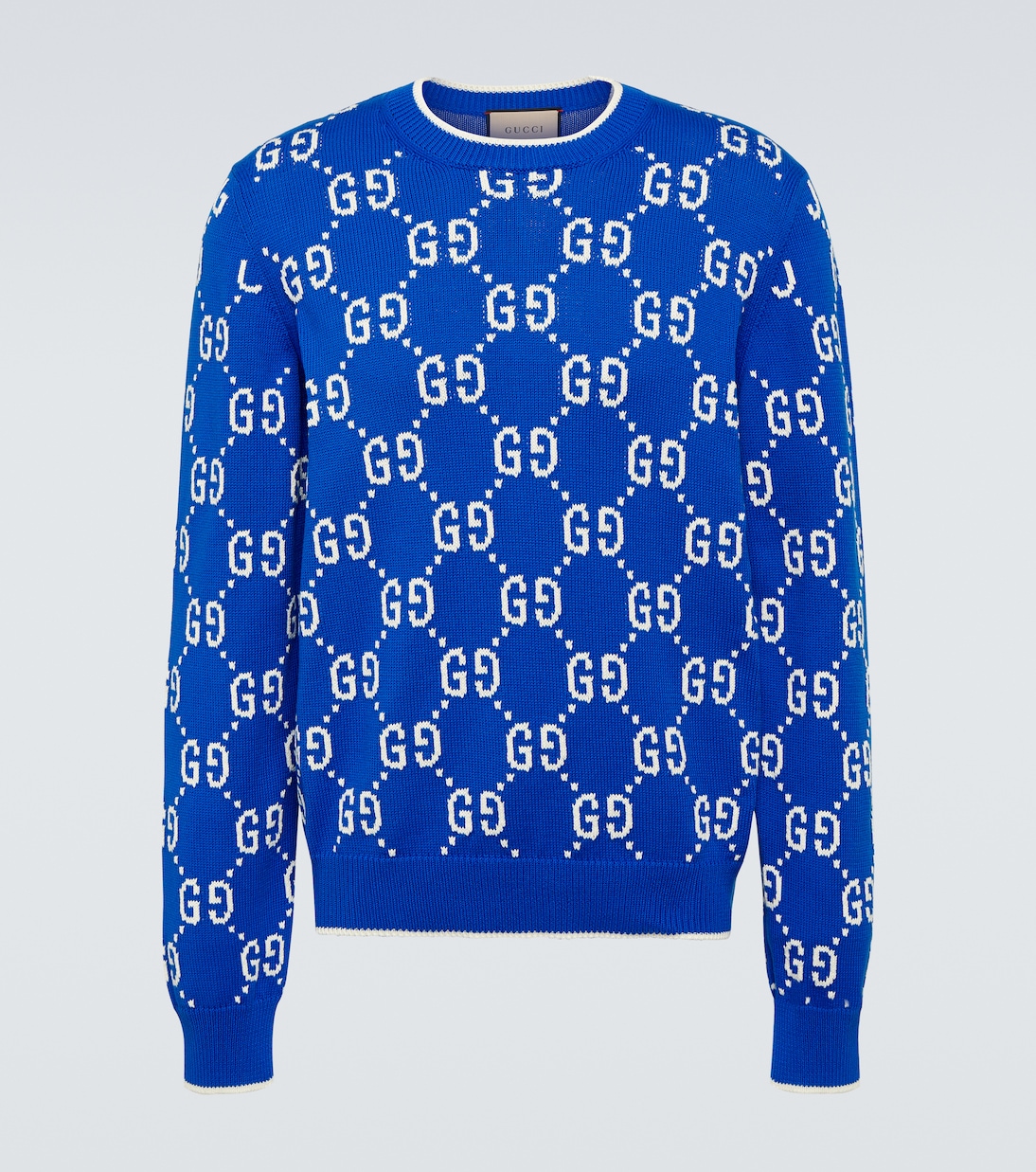 цена Хлопковый свитер вязки интарсия с узором gg Gucci, мультиколор