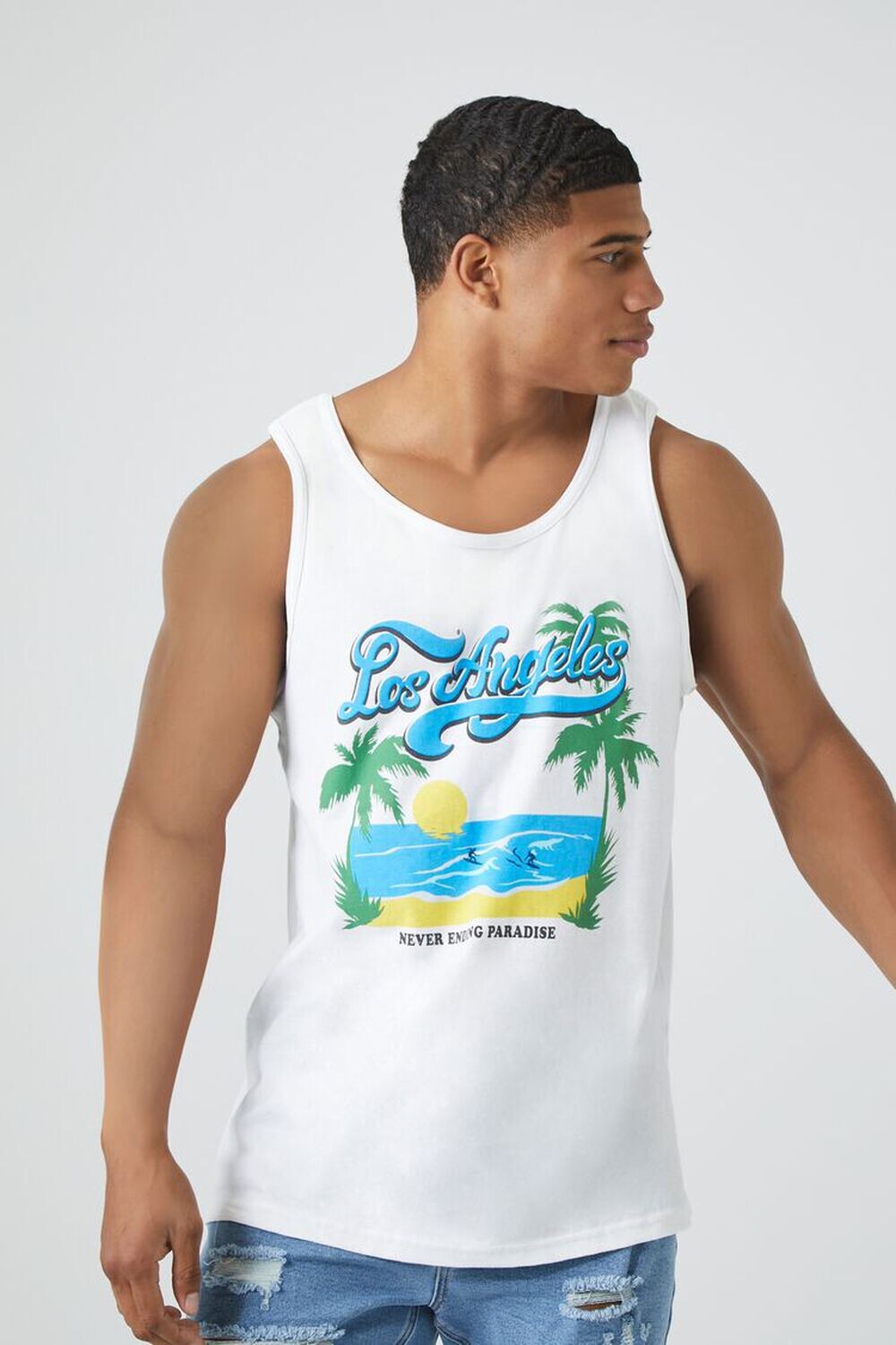 

Майка с графическим рисунком Лос-Анджелеса Forever 21, белый