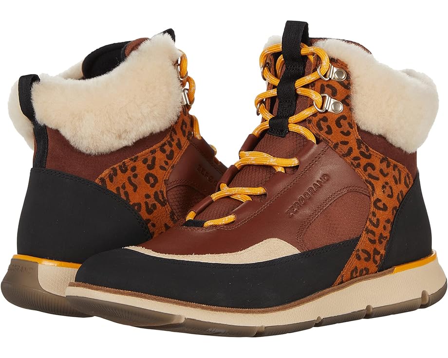 Ботинки Cole Haan 4.Zerogrand Leather Hiker, цвет Water Resistant Black/Woodbury Suede/Leopard Print Suede