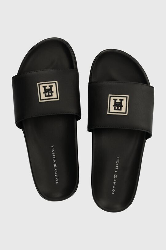 

Кожаные тапочки TH RUBBER PATCH LEATHER SANDAL Tommy Hilfiger, черный