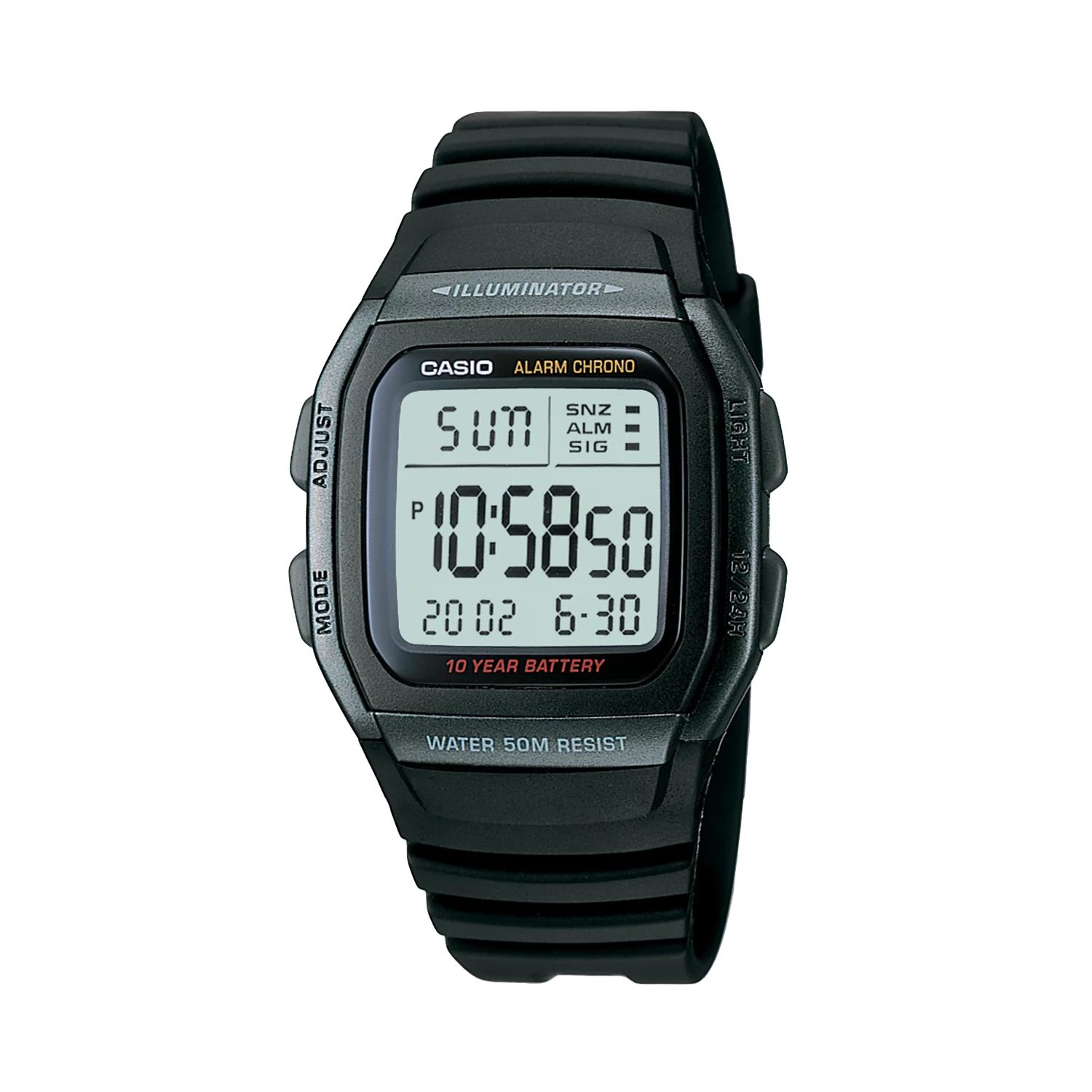 Мужские спортивные часы с цифровым хронографом и подсветкой - W96H-1BV Casio цена и фото