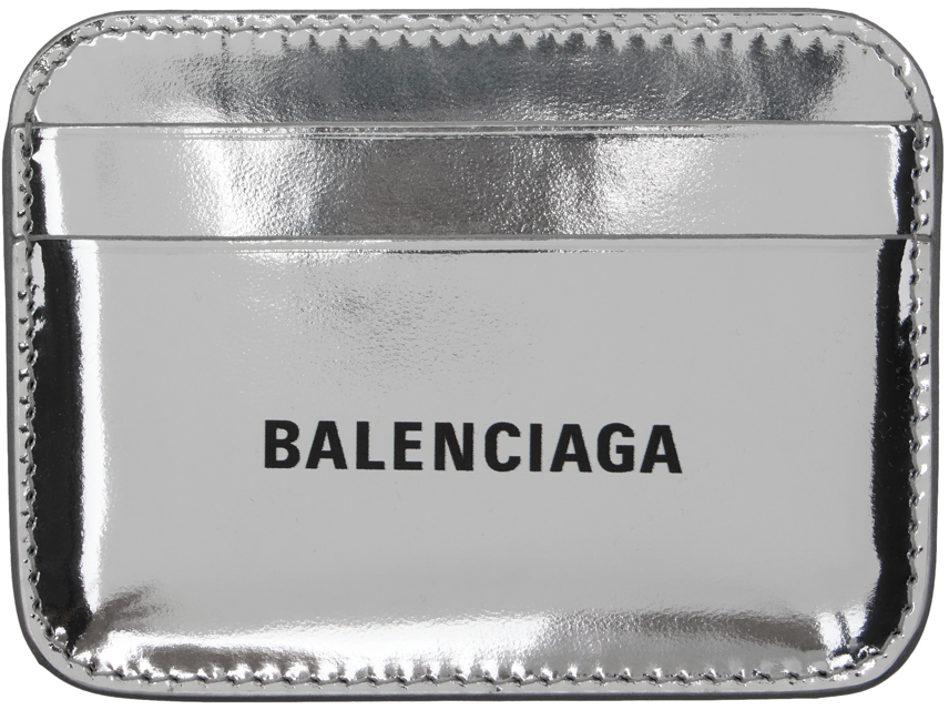 Серебряный визитница с принтом Balenciaga бежевая визитница для банкнот теплая balenciaga
