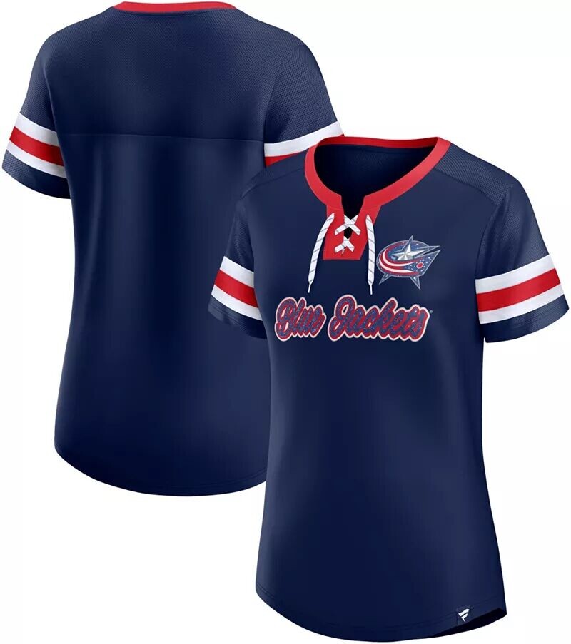 

Женская футболка Columbus Blue Jackets НХЛ Iconic Athena на шнуровке