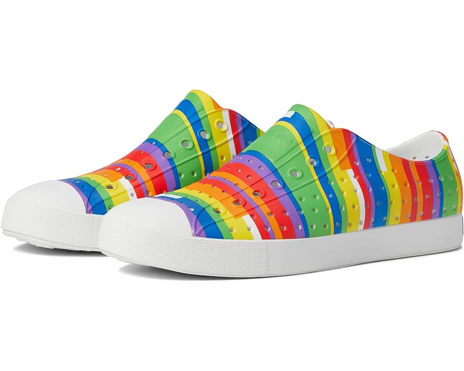 Кроссовки Native Shoes Jefferson Print, цвет Shell White/Shell White/Rainbow Multi Stripes white stripes white stripesthe white blood cells limited colour