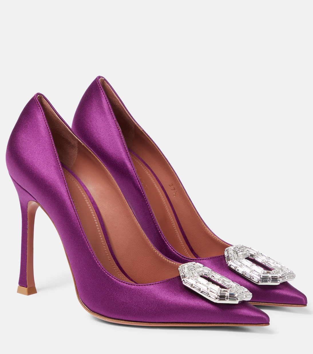 Туфли camelia из шелкового атласа Amina Muaddi, фиолетовый