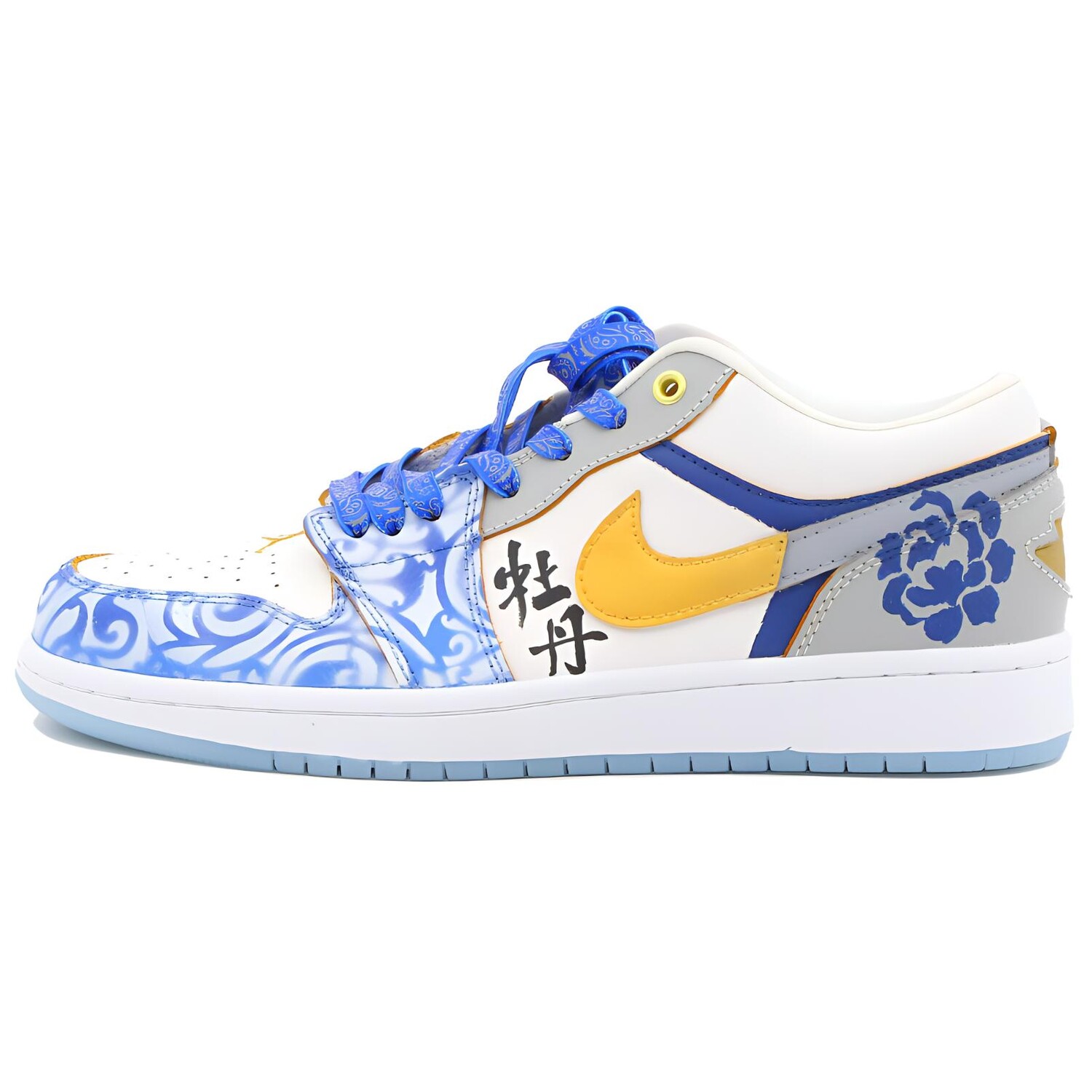 

Кроссовки Air Jordan 1 Vintage Basketball Shoes Men Low-top Yellow, синий