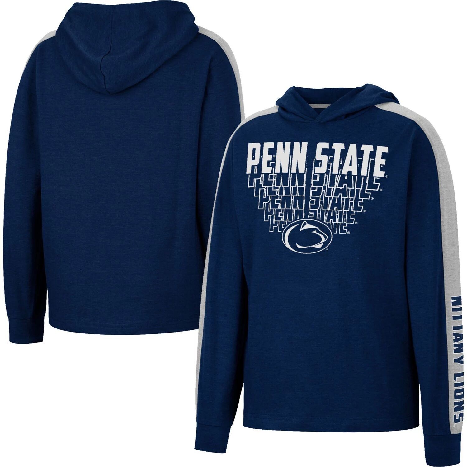 

Молодежная футболка Colosseum Heathered Navy Penn State Nittany Lions Wind Changes реглан с капюшоном Colosseum