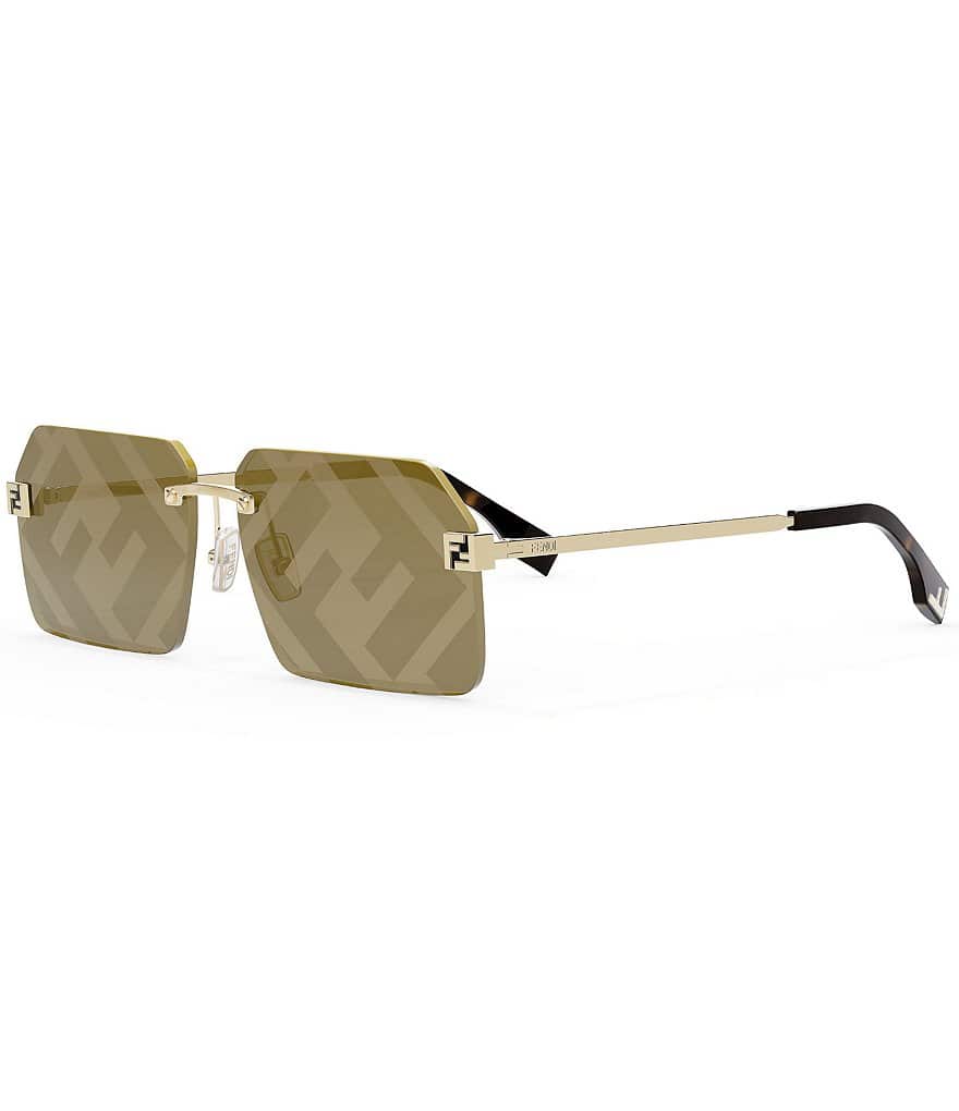 FENDI Женские солнцезащитные очки FENDI Sky 59 мм с геометрическим рисунком, золотой