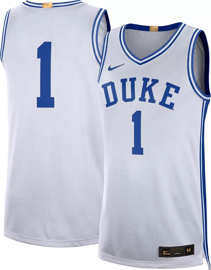 Мужская баскетбольная майка Nike Duke Blue Devils #1 White Limited Limited