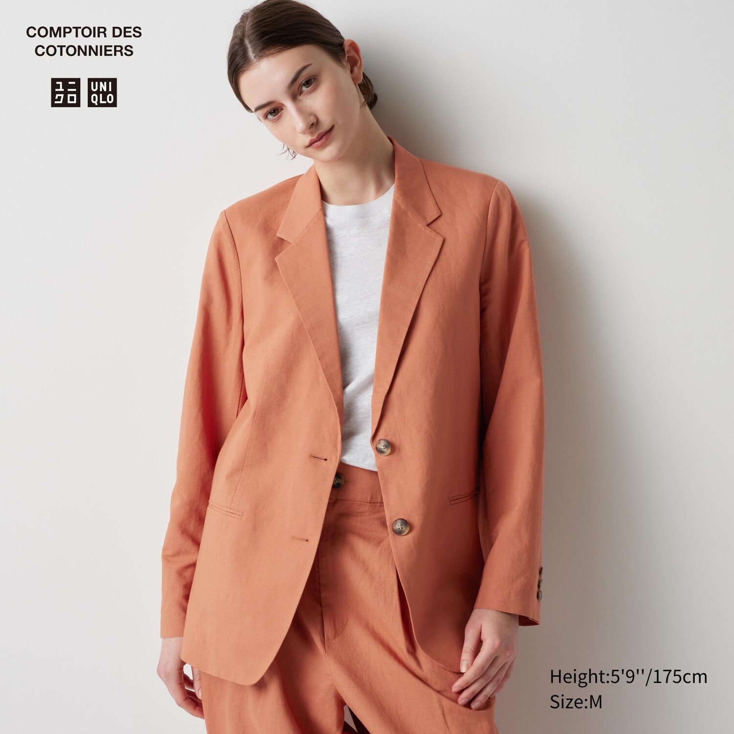 

Льняной пиджак UNIQLO, оранжевый