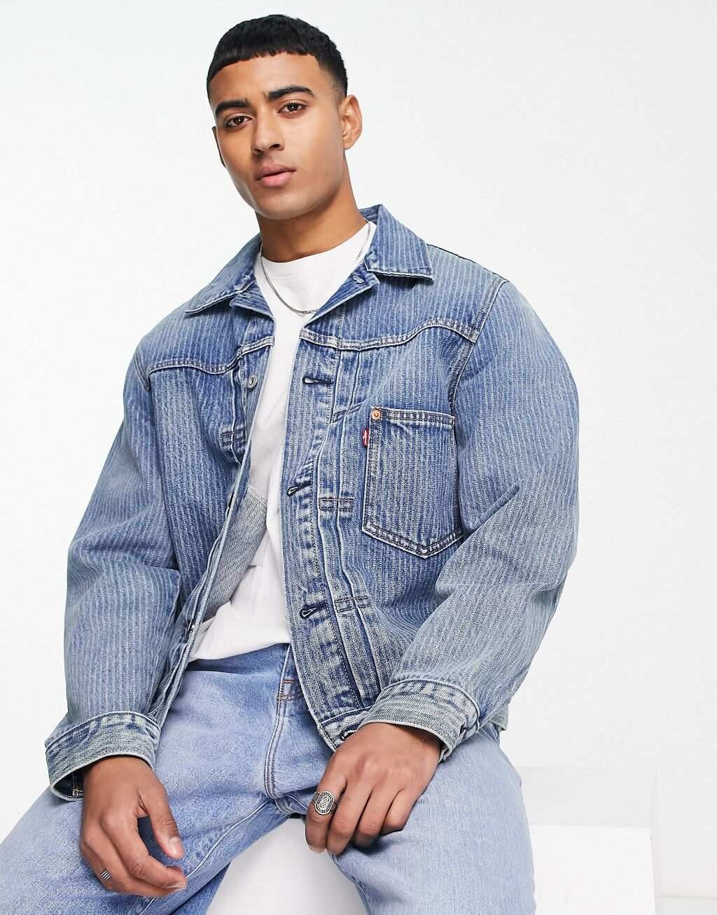 

Синяя джинсовая куртка с полосками Levi's Type I