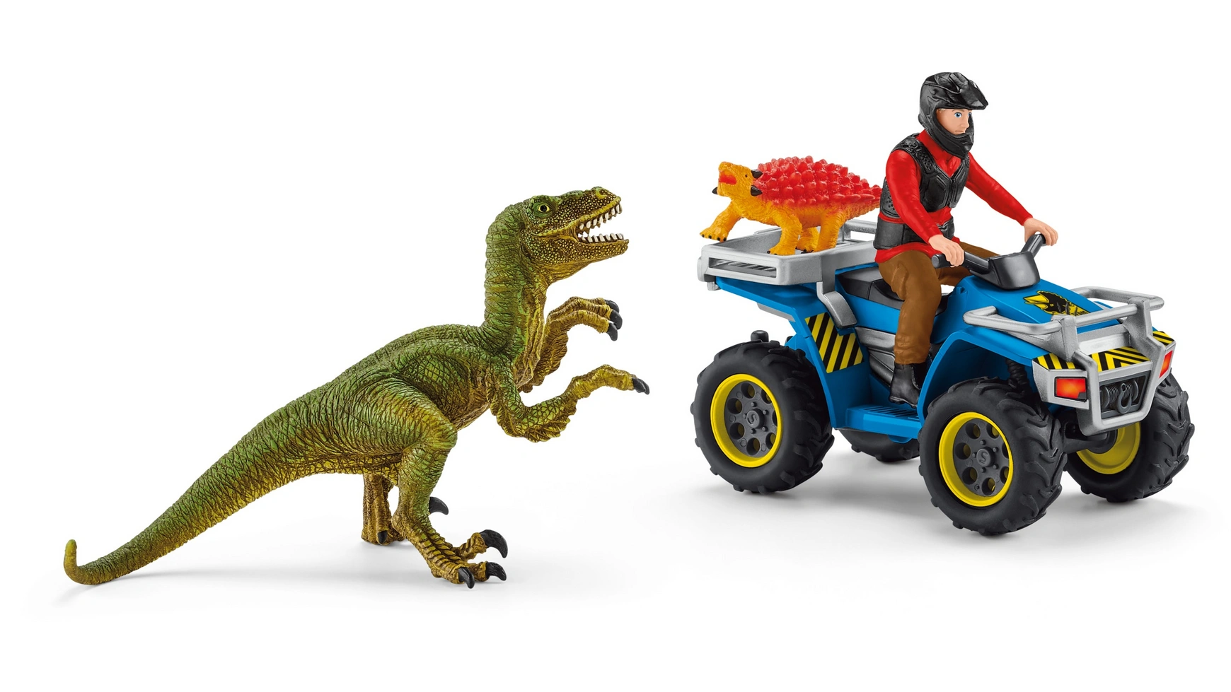 Schleich Динозавр Побег от велоцираптора на квадроцикле игровой набор спасатель на квадроцикле