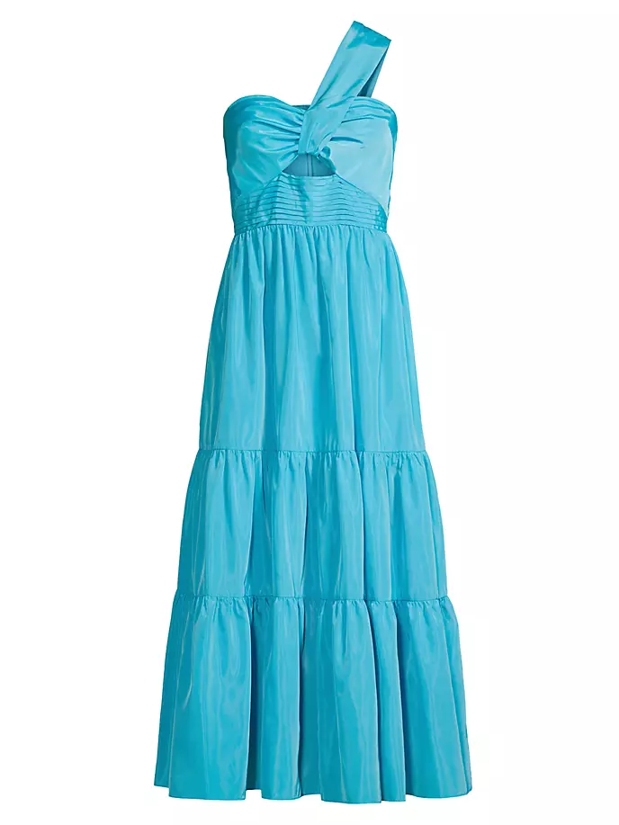 Платье миди из эластичного крепа и тафты Patio Tieres One33 Social, синий