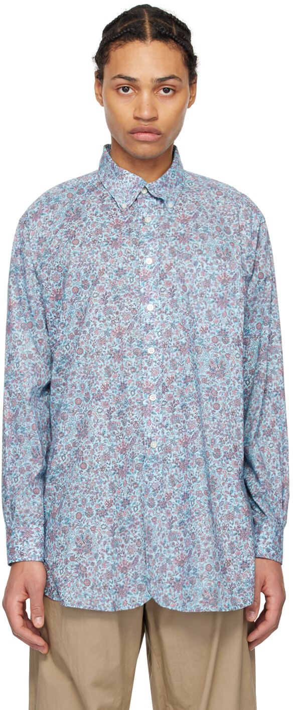 

Синяя рубашка с цветочным принтом Engineered Garments