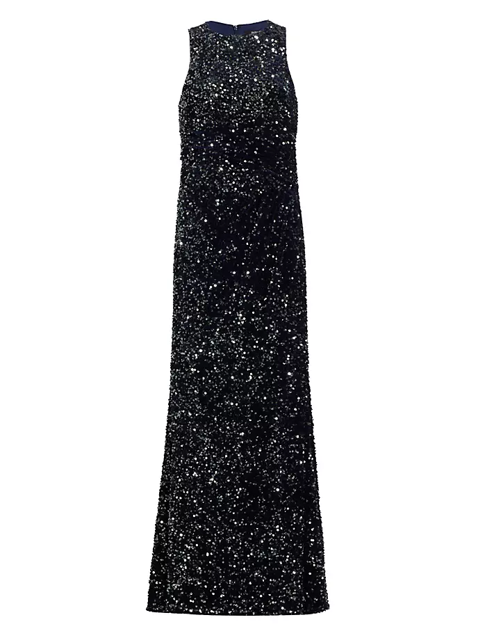 

Платье-борцовка с пайетками Badgley Mischka, синий