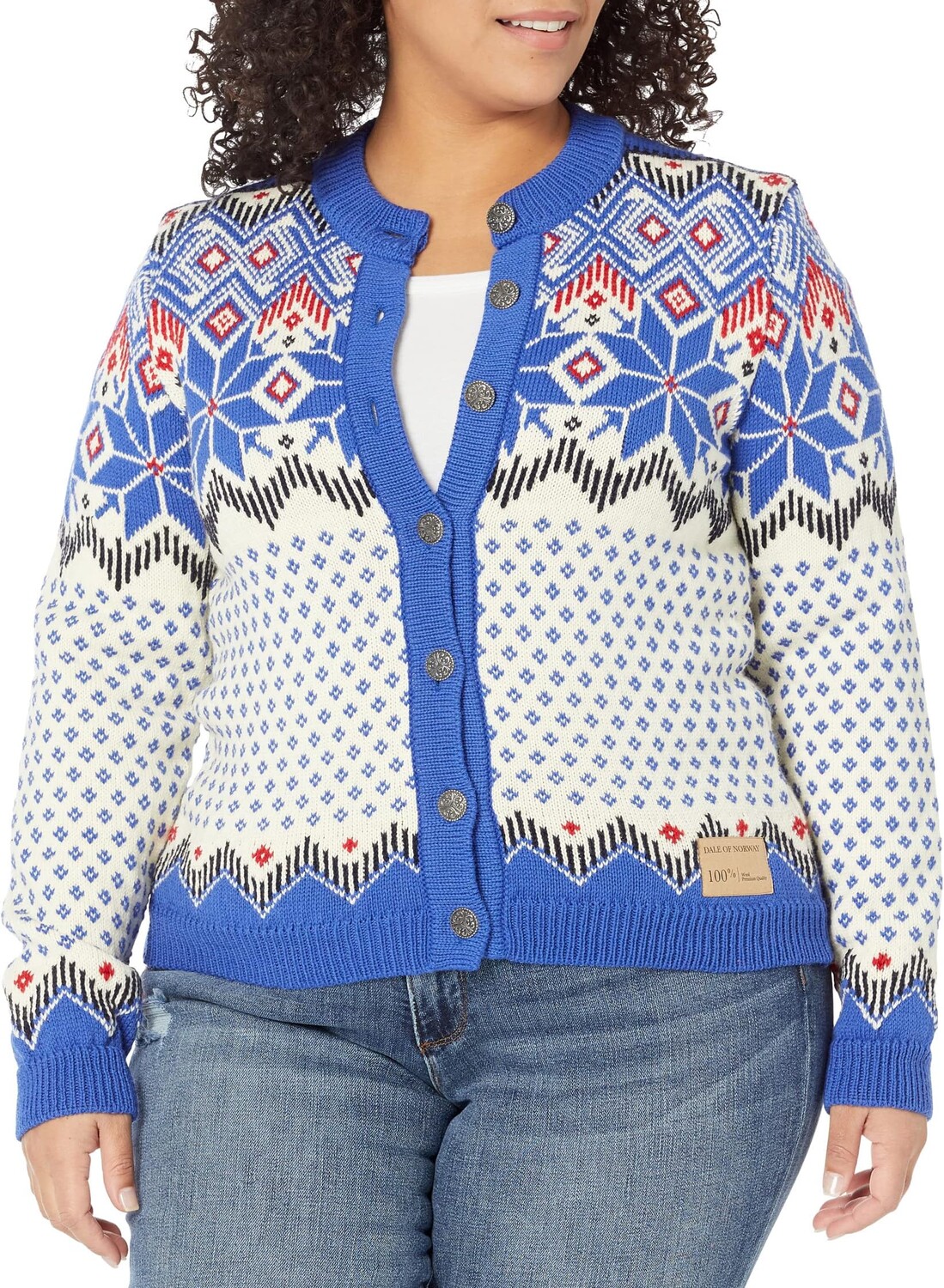 

Свитер Vilja Jacket Dale of Norway, цвет Ultramarine/Off-White/Raspberry