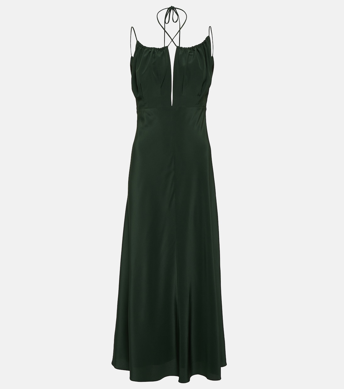 цена Платье макси из шелкового крепдешина Toteme, зеленый