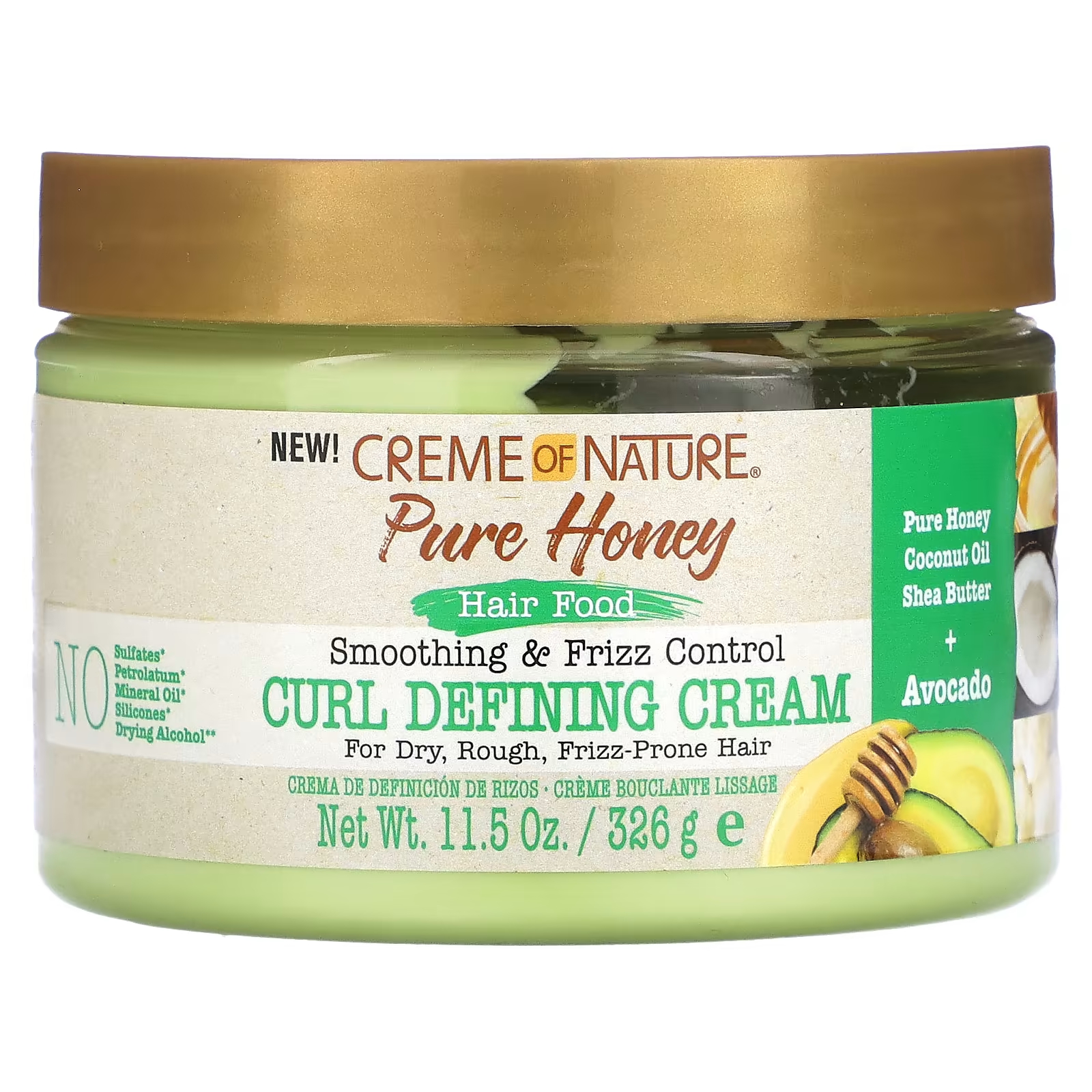 Крем для разглаживания и контроля вьющихся волос Creme Of Nature Pure Honey определяющий кудри, 326 г sheamoisture питательное увлажнение для волос 100% кокосовое масло холодного отжима 100 г 3 5 унции