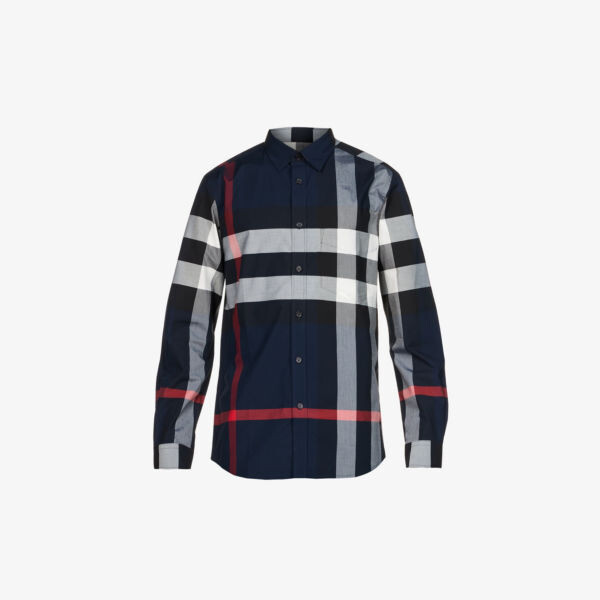 

Рубашка Somerton классического кроя из эластичного хлопка в клетку Burberry, темно-синий