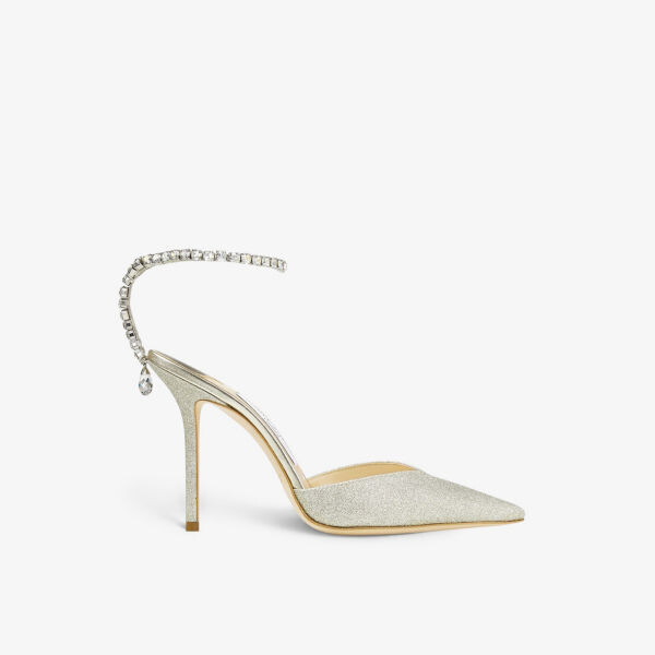 

Замшевые туфли Saeda на каблуке Jimmy Choo, цвет platinum ice/crystal
