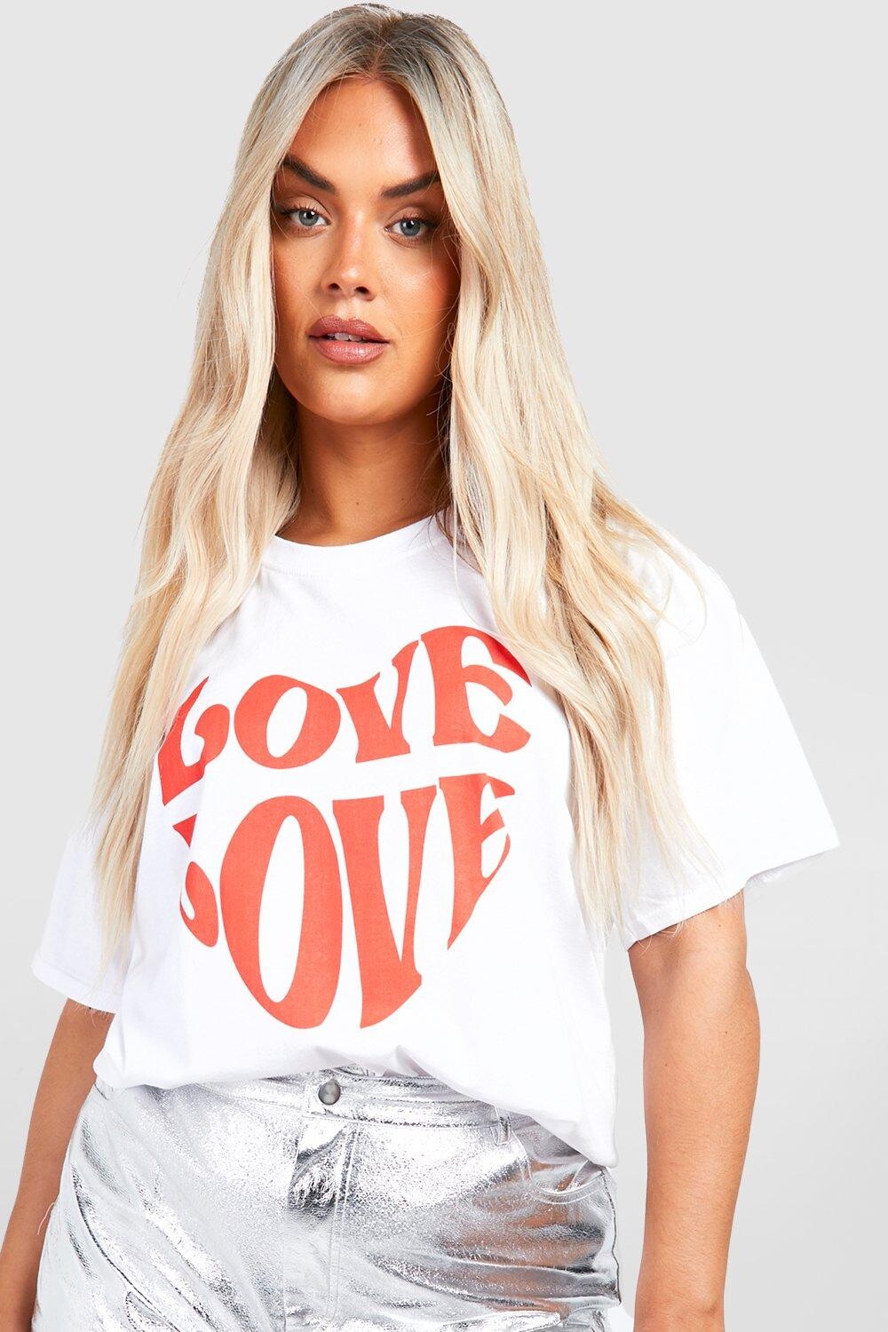 

Футболка оверсайз с принтом plus love Boohoo, белый