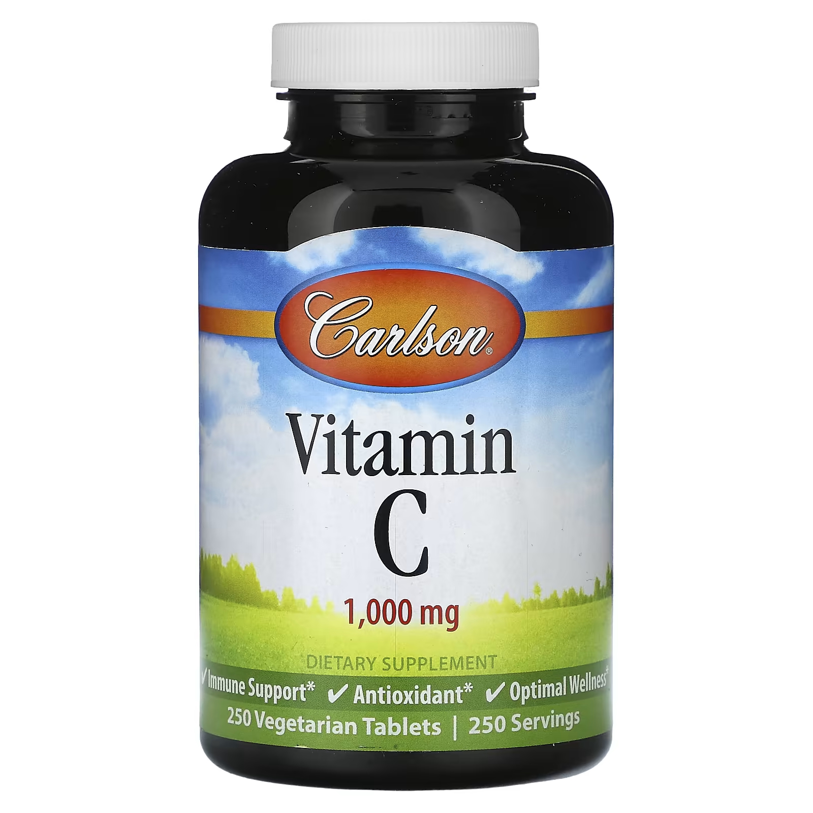 Витамин С 1000 мг 250 вегетарианских таблеток Carlson carlson labs kid s жевательный витамин c натуральный мандарин 250 мг 60 вегетарианских таблеток