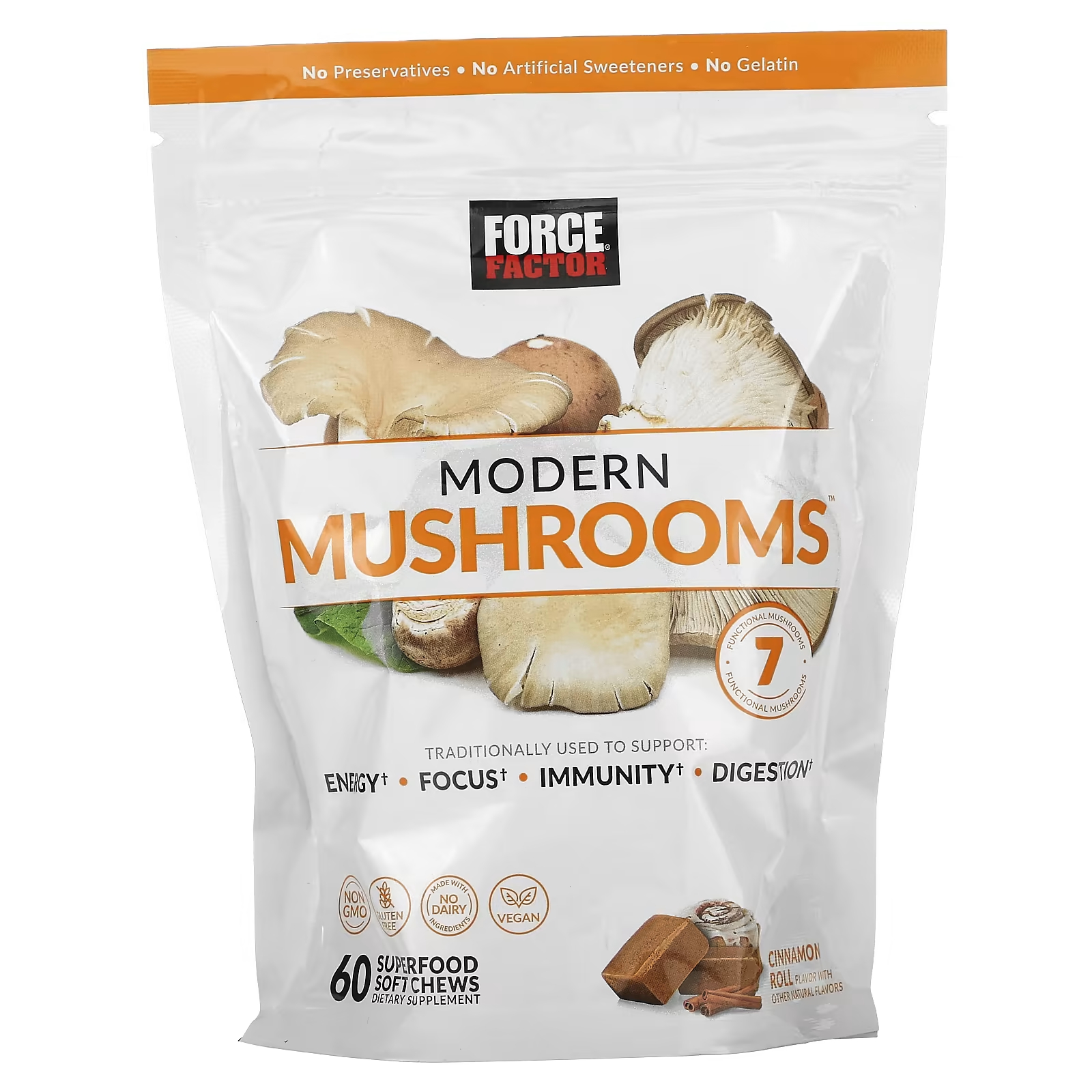 Force Factor Modern Mushrooms булочка с корицей, 60 мягких жевательных конфет