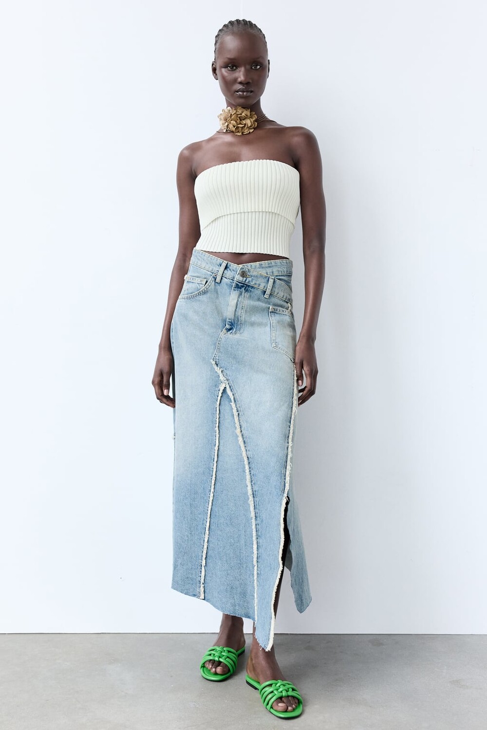 

Сандалии на плоских ремешках ZARA, зеленый