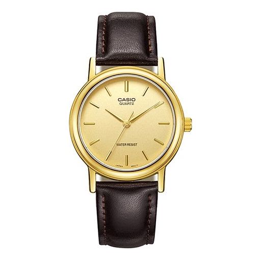 

Часы Men's CASIO Business Minimalistic Casual Classic waterproof quartz Watch Brown Strap Color Mens Gold Analog, желтый