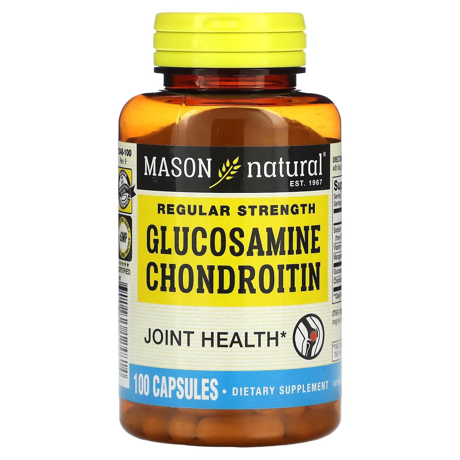 Пищевая добавка Mason Natural Глюкозамин-хондроитин, 100 капсул mason natural potassium gluconate 595 mg 100 tablets