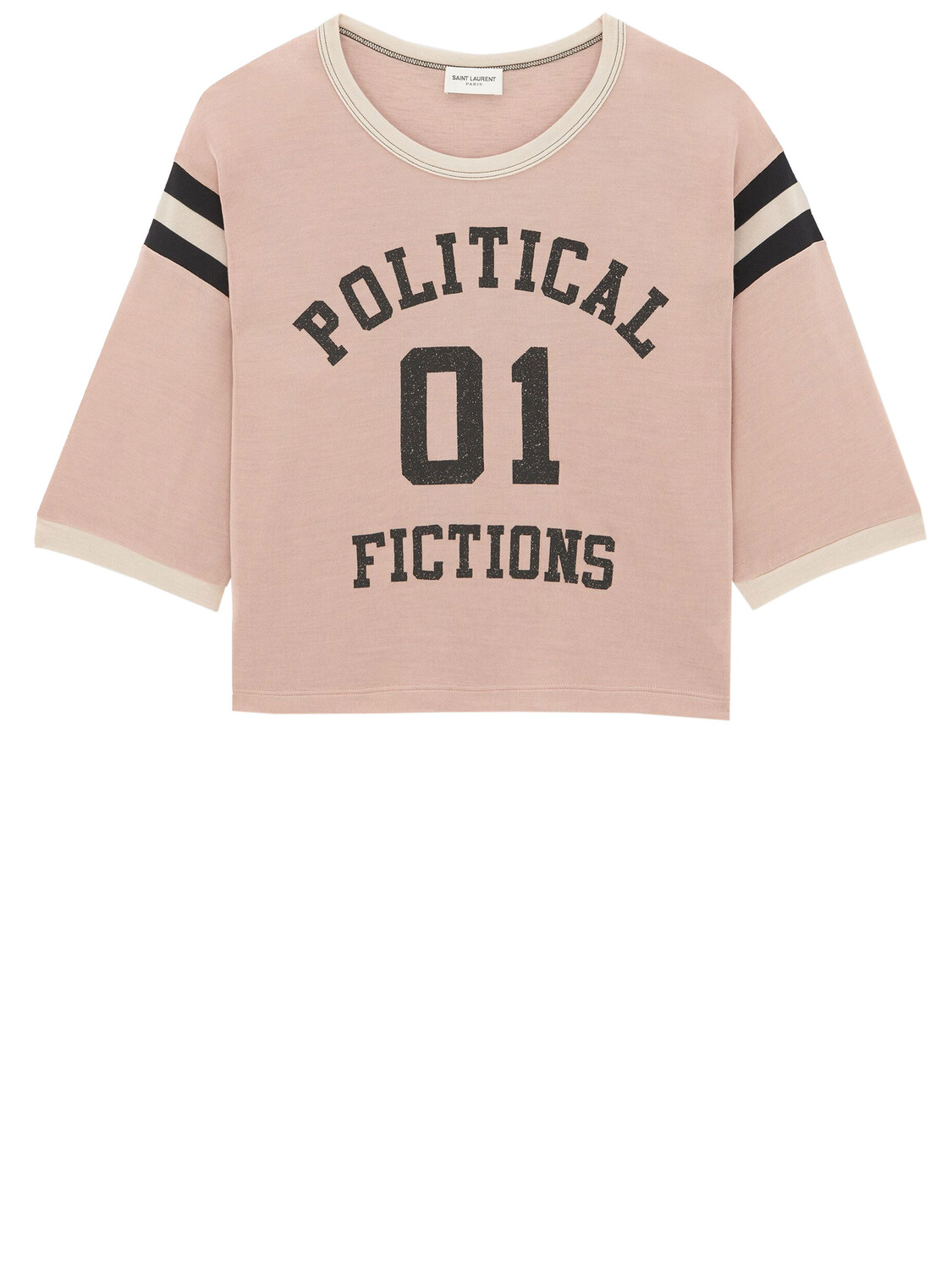 

Футболка Saint Laurent Political Fictions cropped, розовый