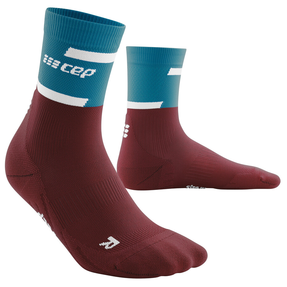 Носки для бега Cep The Run Socks Mid Cut, цвет Petrol/Dark Red