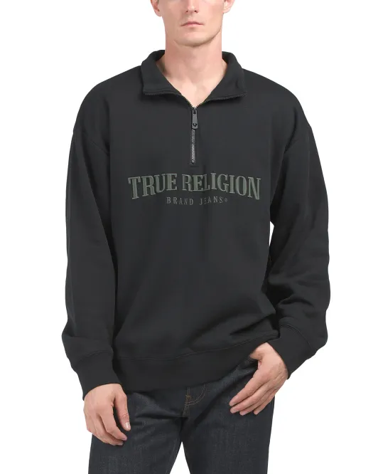 

Свободный свитер с молнией до половины True Religion, черный