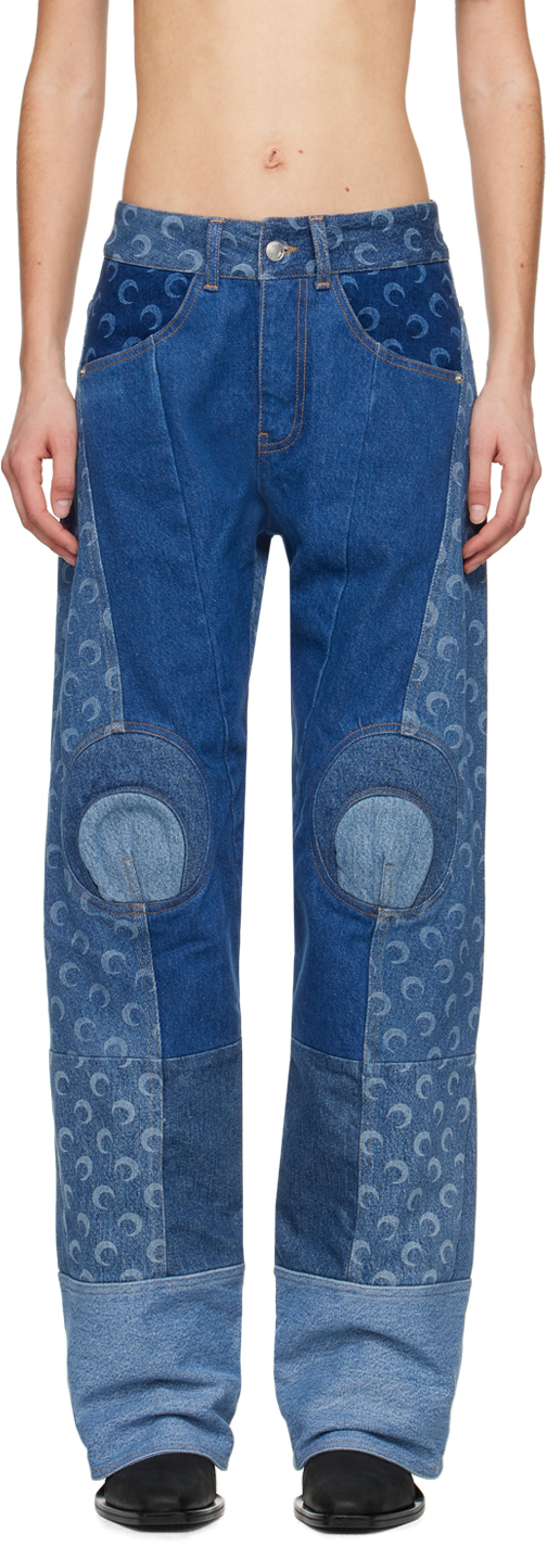 Темно-синие регенерированные джинсы Marine Serre 