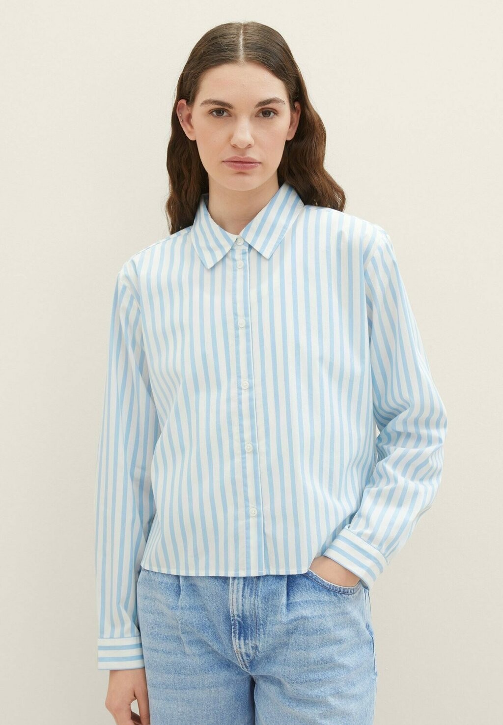 

Рубашка TOM TAILOR ЛАНГАРМ, цвет light blue white stripe