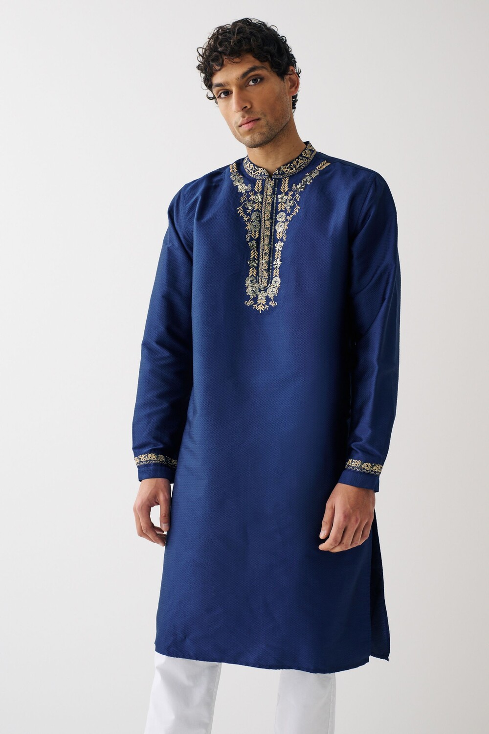 

Мужская удлиненная куртка Kurta с вышивкой Next, синий