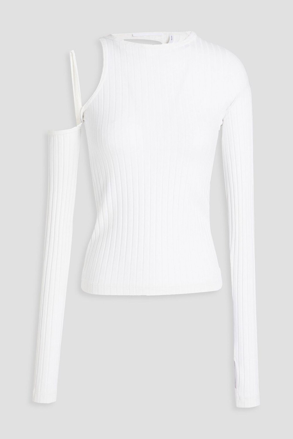

Топ из смесового хлопка Pima ребристой вязки с вырезом HELMUT LANG, белый
