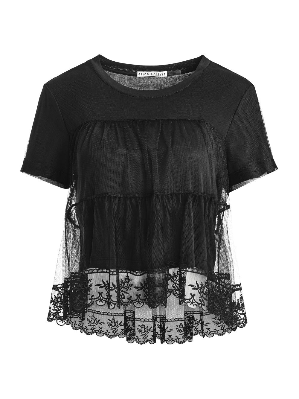 

Футболка из тюля с вышивкой Dreema Alice + Olivia, черный