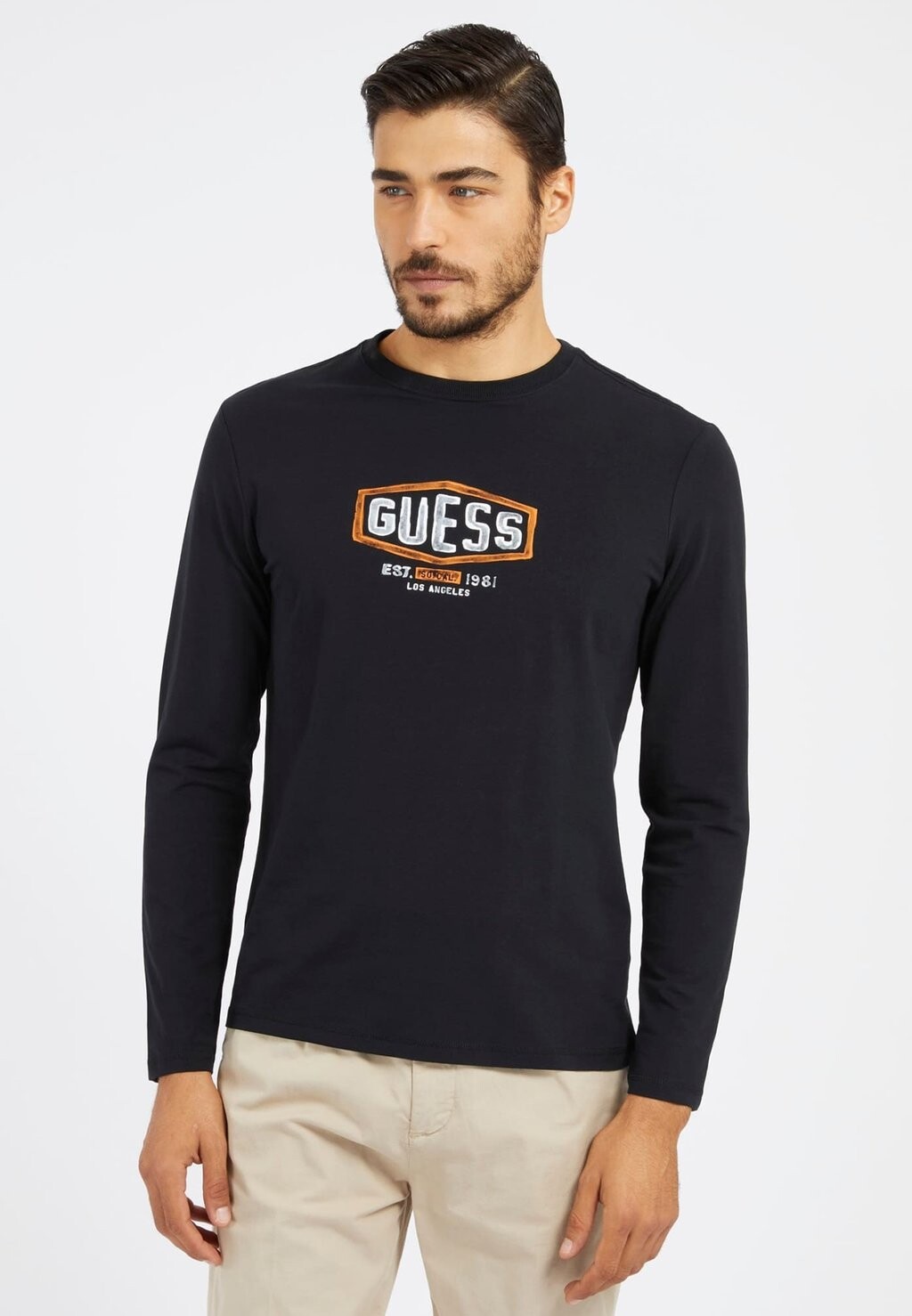 

Футболка с длинными рукавами Mit Frontlogo Guess, цвет schwarz